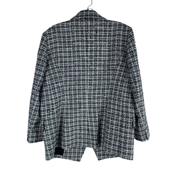 Elie Tahari Double Breasted Tweed Novelty Blazer Jacket Black White Size L - Picture 7 of 9